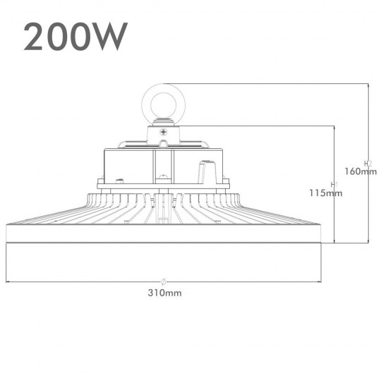 Cloche LED UFO INTELLIGENT 200W OSRAM Chip 150lm/w IP65