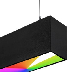 Lâmpada linear Pendente LED RGB+WITE  - MUNIQUE SLIM PRETO - 0,5m - 1m - 1,5m - 2m - IP54