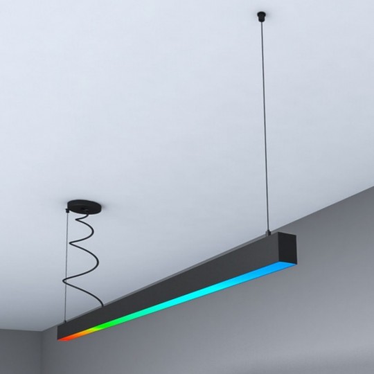 Linear Lamp Pendant LED RGB+WITE  - MUNICH SLIM BLACK - 0.5m - 1m - 1.5m - 2m - IP54