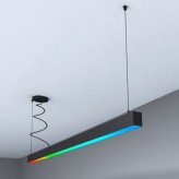 Lâmpada linear Pendente LED RGB+WITE  - MUNIQUE SLIM PRETO - 0,5m - 1m - 1,5m - 2m - IP54