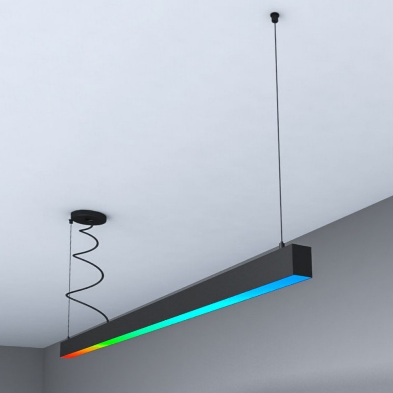 Lampe linéaire Suspension LED RGB+WITE  - MUNICH SLIM NOIR - 0,5m - 1m - 1,5m - 2m - IP54