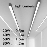Lineare LED - Deckenaufbauleuchte - MÜNCHEN SILBER - 0,5 m - 1 m - 1,5 m - 2 m - IP20