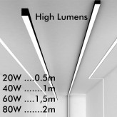 Réglette linéaire LED  - MUNICH NOIR - 0,5m - 1m - 1,5m - 2m - IP20
