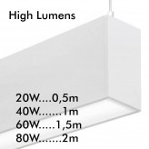 Lâmpada linear Pendente - MUNIQUE BRANCO - 0,5m - 1m - 1,5m - 2m - IP20
