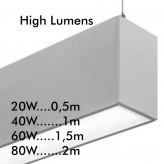 Lâmpada linear Pendente - MUNIQUE PRATA - 0,5m - 1m - 1,5m - 2m - IP20