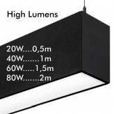 Linearlampe Pendelleuchte - MÜNCHEN SCHWARZ - 0,5 m - 1 m - 1,5 m - 2 m - IP20