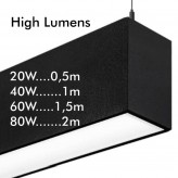 Lampe linéaire Suspension - MUNICH NOIR - 0,5m - 1m - 1,5m - 2m - IP20