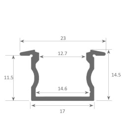 Barra Lineal LED integrado - Empotrable - FILADELFIA PLATA -24V-  0,5m - 1m - 1,5m - 2m