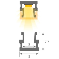 Barra Lineal LED integrado - Superficie - DETROIT PLATA -24V-  0,5m - 1m - 1,5m - 2m