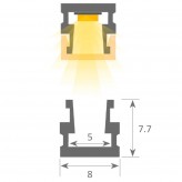 Barra Lineal LED integrado - Superficie - DETROIT PLATA -24V-  0,5m - 1m - 1,5m - 2m