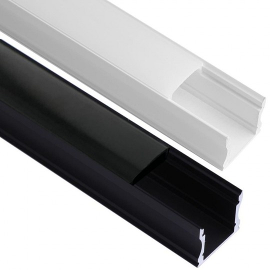 Perfil Blanco y Negro 2 metros  Aluminio - U - para LED