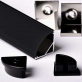 Profilé Blanc et Noir - 2 mètres - L - Aluminium - pour LED