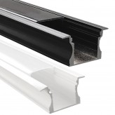 Perfil Branco e Preto - 2 metros - ASAS - Alumínio - para LED
