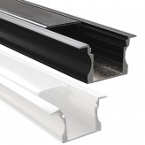 Profilé Blanc et Noir - 2 mètres - à Encastrer - Aluminium - pour LED