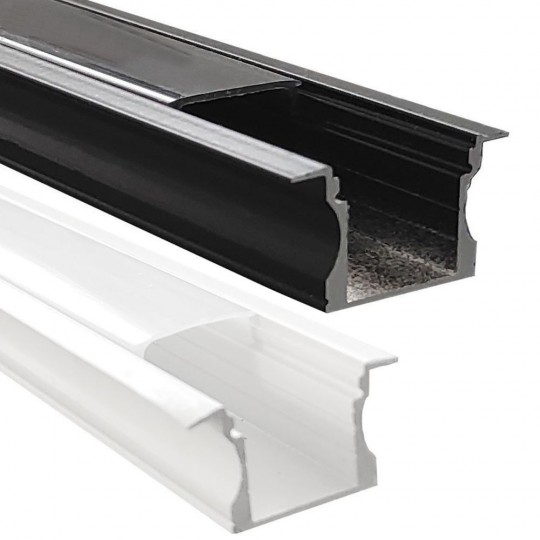 Perfil Branco e Preto - 2 metros - ALAS - Alumínio - para LED