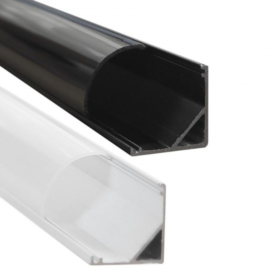 Perfil Branco e Preto - 2 metros - L - Alumínio - para LED