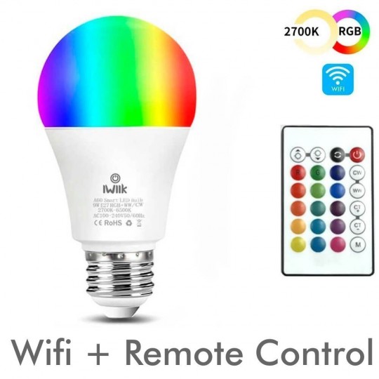 10W SMART Wifi RGB+CCT+ Fernbedienung LED-Lampen - A60 Dimmbar - E27