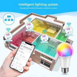 Lâmpada LED 10W SMART Wifi RGB+CCT + Control Remoto - A60 Regulável - E27