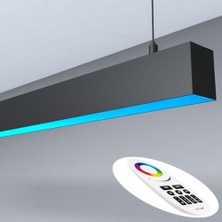 Lâmpada linear Pendente LED RGB+WITE  - MUNIQUE SLIM PRETO - 0,5m - 1m - 1,5m - 2m - IP54