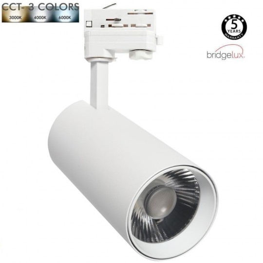 Spot LED 30W MAYA Rail TRIPHASÉ  - CCT - DOB Driverless - CRI +90 - Noir et blanc