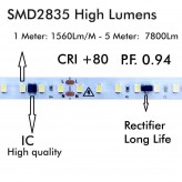 LED Streifen 220V | 120xLED/m | 5m | SMD2835 | 1560Lm | 14W/M | IP65