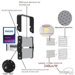 Foco Proyector LED 240W PHILIPS Xitanium STADIUM MATRIX Bridgelux Chip - Driver Philips