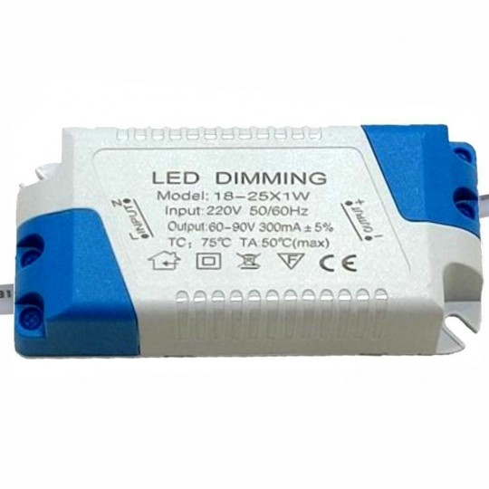 Driver DIMMABLE  pour Luminaires LED 18W a 25W - 300mA - TRIAC