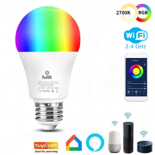 10W SMART Wifi RGB+CCT LED-Lampen - A60 Dimmbar - E27