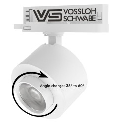 LED TrackLight 28W LEIPZIG - 3 Phase rails - VOSSLOH - Adjustable Optics 36º-60º