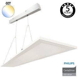 LED Pendant Panel -40W - Double Light - 120X20 - White Frame - CCT