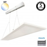 Painel LED 40W pendente - Luz Dupla - 120x20 -Moldura branca - CCT