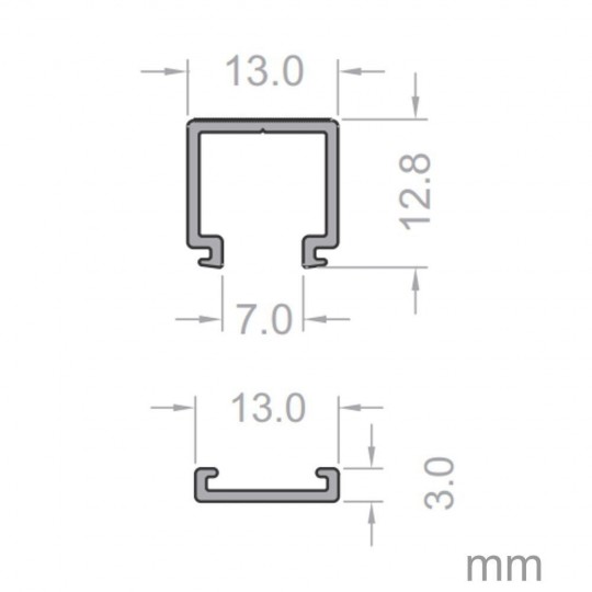 Perfil PC - 2m - MINI - para fitas de LED