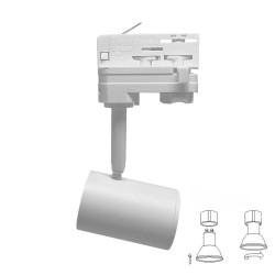 Foco de Calha BRANCO para Lâmpada GU10 - THREE-PHASE