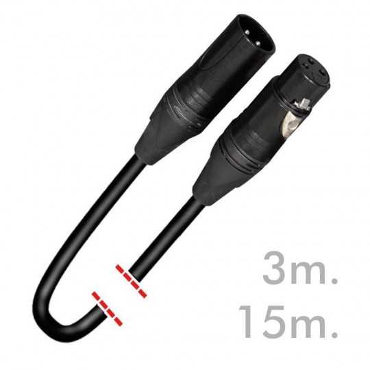 Cable señal DMX - XLR3 macho - XLR3 hembra