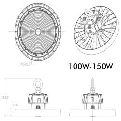 Campana Industrial LED 100W UFO ITALY PHILIPS XITANIUM - DIMABLE