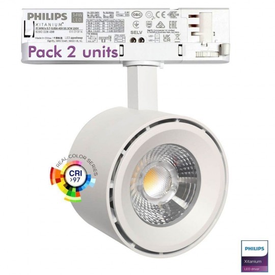 LED Strahler 30W ODENSE  Weiß PHILIPS Driver  3-Phasen Schienensystem - CRI+97