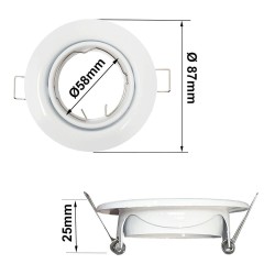 Aro Ronda Basculante para lámpada GU10  MR16 - Ø84mm - Alumínio