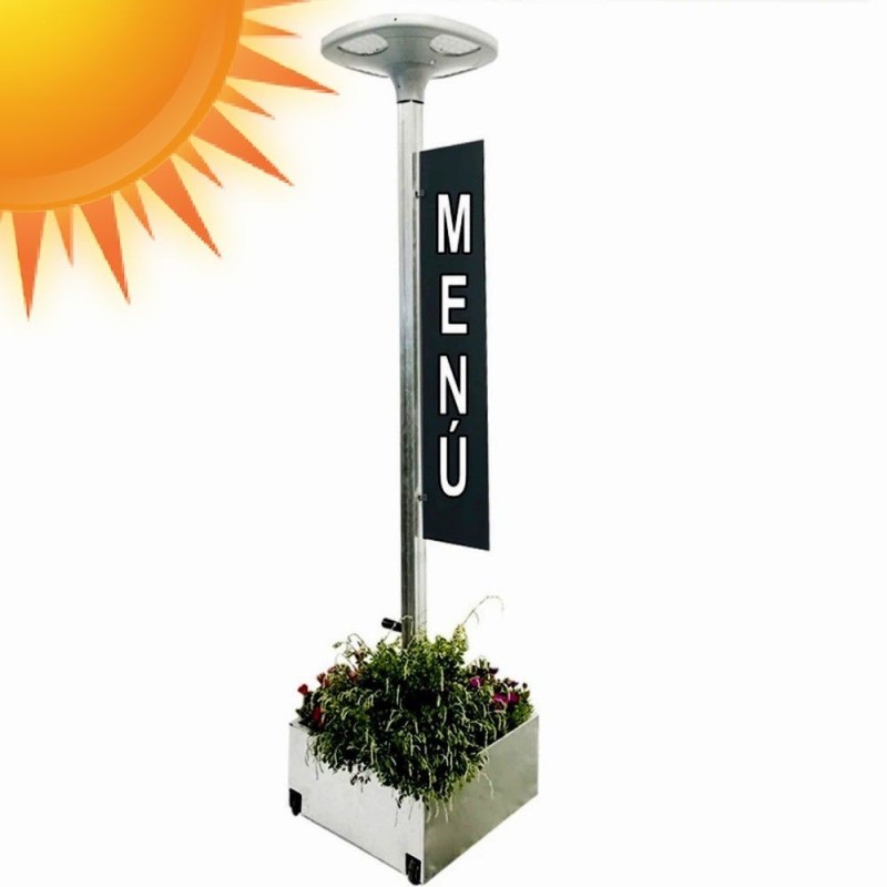 Farola Solar LED 100W Portatil SUNWAY + Soporte regulable altura con ruedas