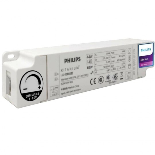 Driver DIMMABLE XITANIUM Philips pour Luminaires LED 44W - 1050mA  - 1-10V  -- 5 Ans Garantie