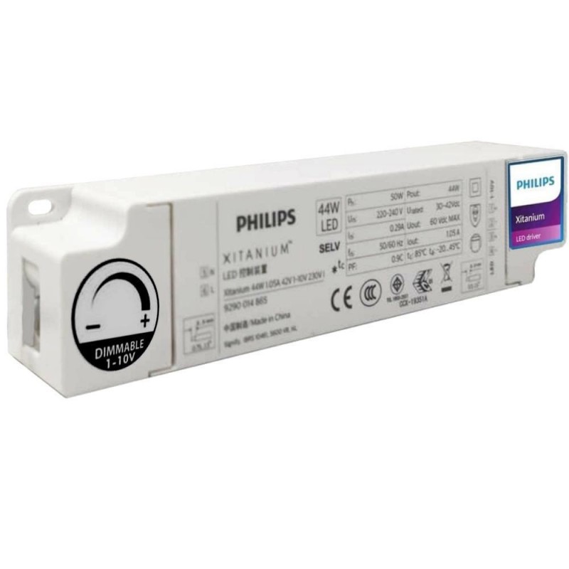 Driver REGULÁVEL  XITANIUM Philips Luminárias LED de 44W - 1050mA -  5 anos Garantia