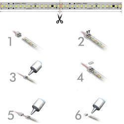 KIT Cola de Silicone para Tiras de LED  + Conector + Tampa + Tampão - IP65