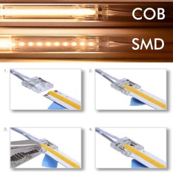 Conector Transparente para tiras LED COB + SMD - 10mm - IP20