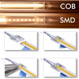 Conector transparente para fitas LED COB + SMD  - 10mm - IP20