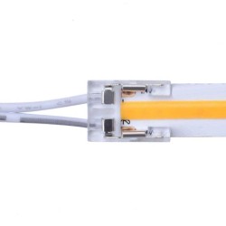 Conector transparente para fitas LED COB + SMD  - 10mm - IP20