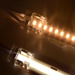 Transparent connector for COB + SMD LED strips - 10mm - IP20