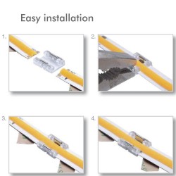 Conector de união transparente para tiras de LED - COB + SMD - 10mm - IP20