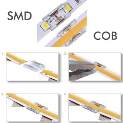 Transparent union connector for LED strips - COB + SMD - 10mm - IP20