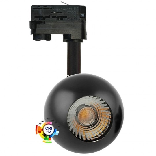 Foco LED 10W FENIX Cromado Negro Carril Trifásico CRI+93