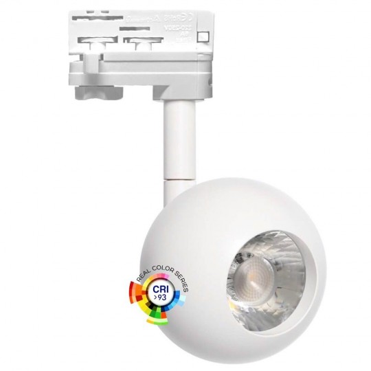 Spot LED 10W FENIX - Blanc - Rail Triphasé - CRI+93