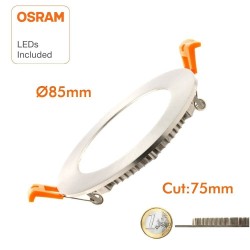 Painel LED Slim Circular 5W Acero Inox - CCT- OSRAM CHIP DURIS E 2835